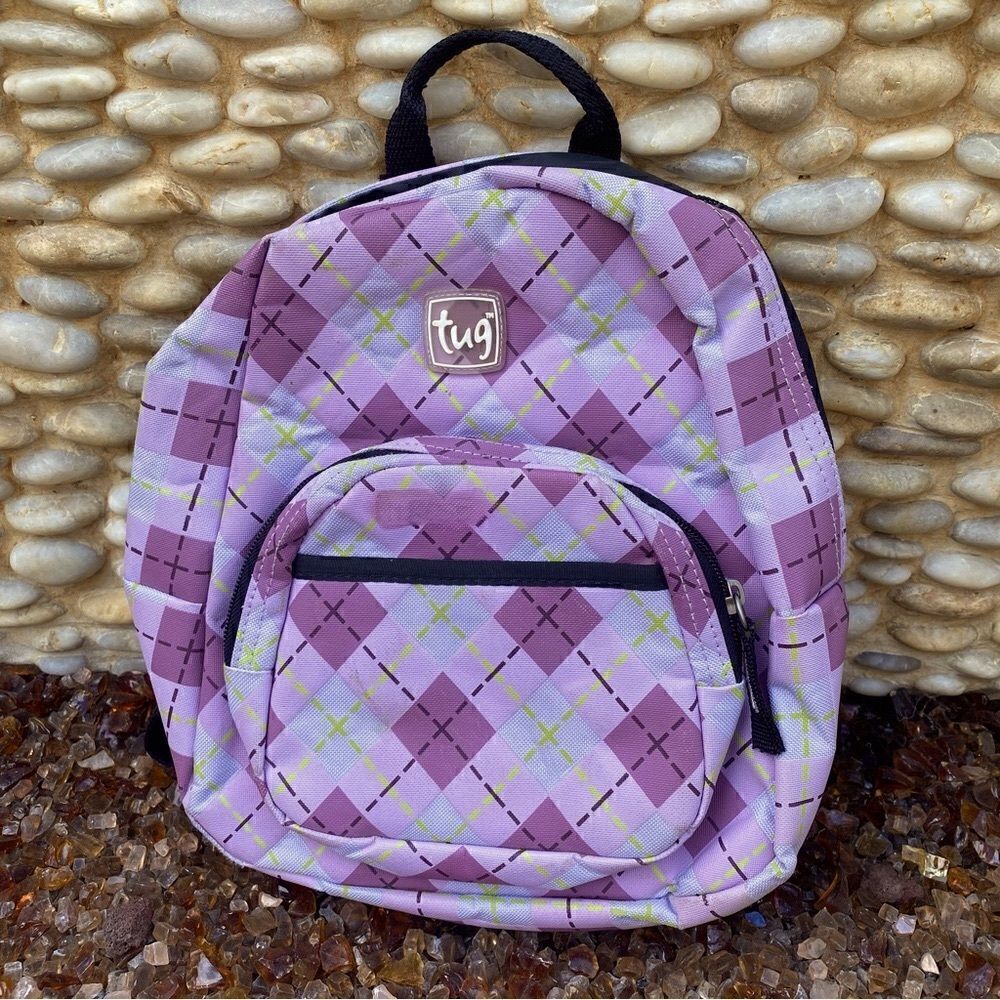 Tug Purple Argyle Pattern Mini Backpack. EUC!
